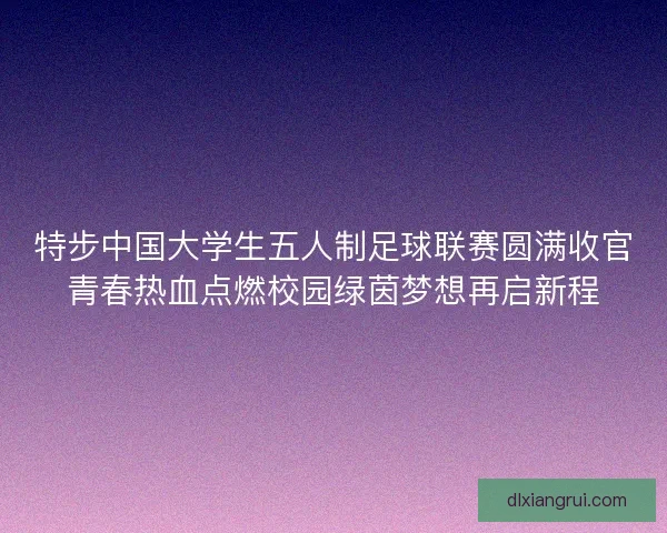 特步中国大学生五人制足球联赛圆满收官青春热血点燃校园绿茵梦想再启新程