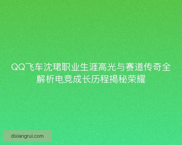 QQ飞车沈珺职业生涯高光与赛道传奇全解析电竞成长历程揭秘荣耀