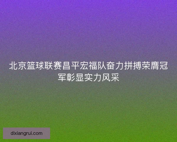 北京篮球联赛昌平宏福队奋力拼搏荣膺冠军彰显实力风采 北京篮球联赛昌平宏福队奋力拼搏荣膺冠军彰显实力风采